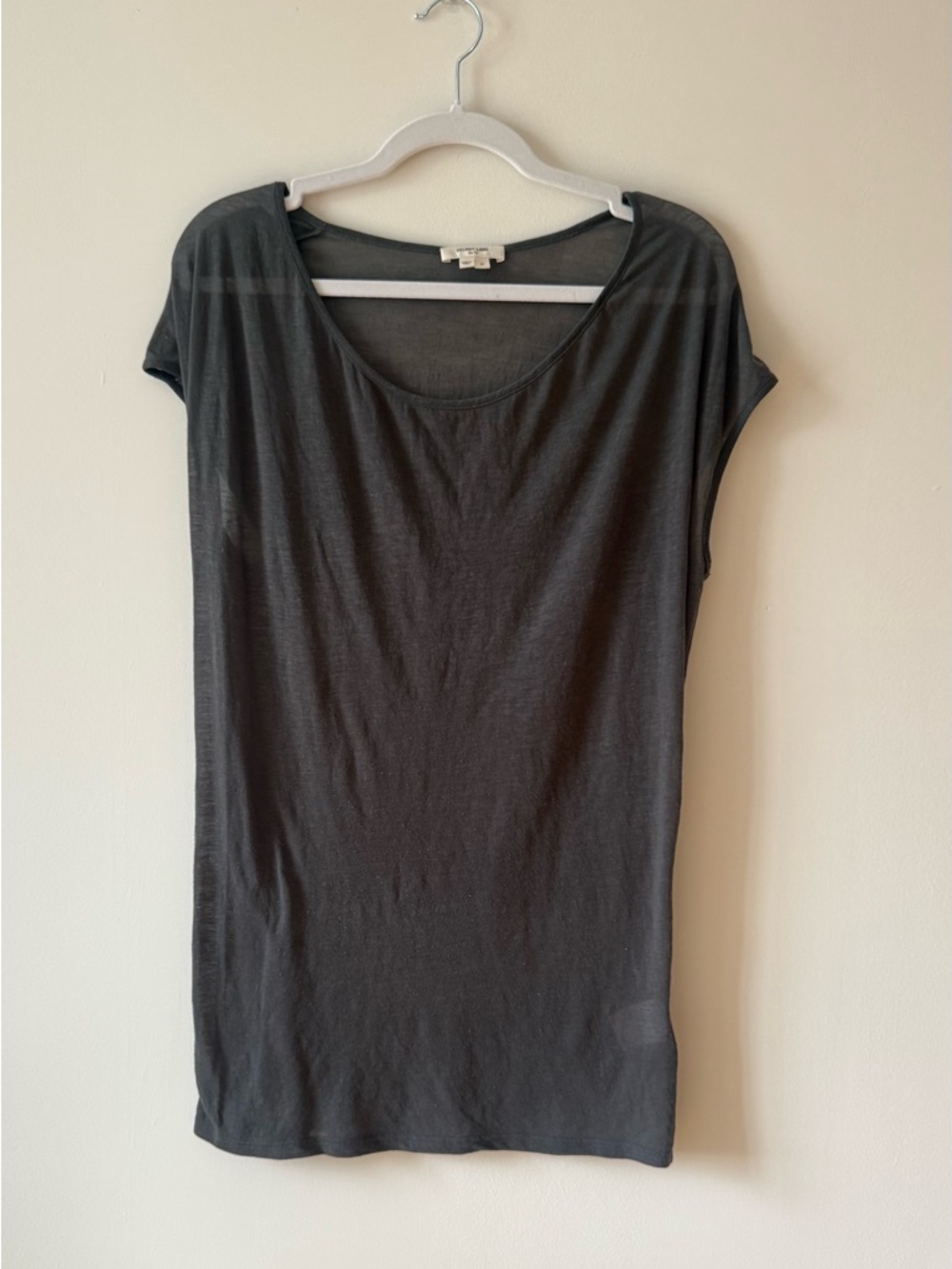 Helmut Lang Sheer Charcoal Gray Tee Size S Minimalist Basic